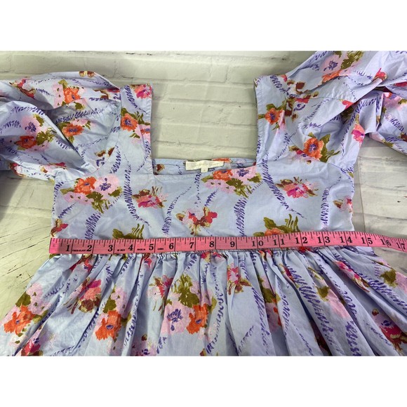 Love Shack Fancy Eaton Floral Puff Sleeve Mini Dress Lavender Moon Womens Size 2 - Picture 11 of 14